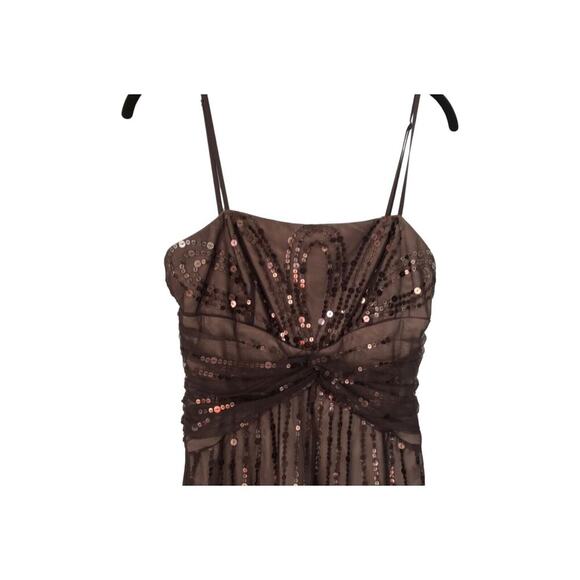 Eliza J Womens Dress Size 4 Brown Sleeveless Sequin Embroidered Empire Waist - Picture 2 of 11